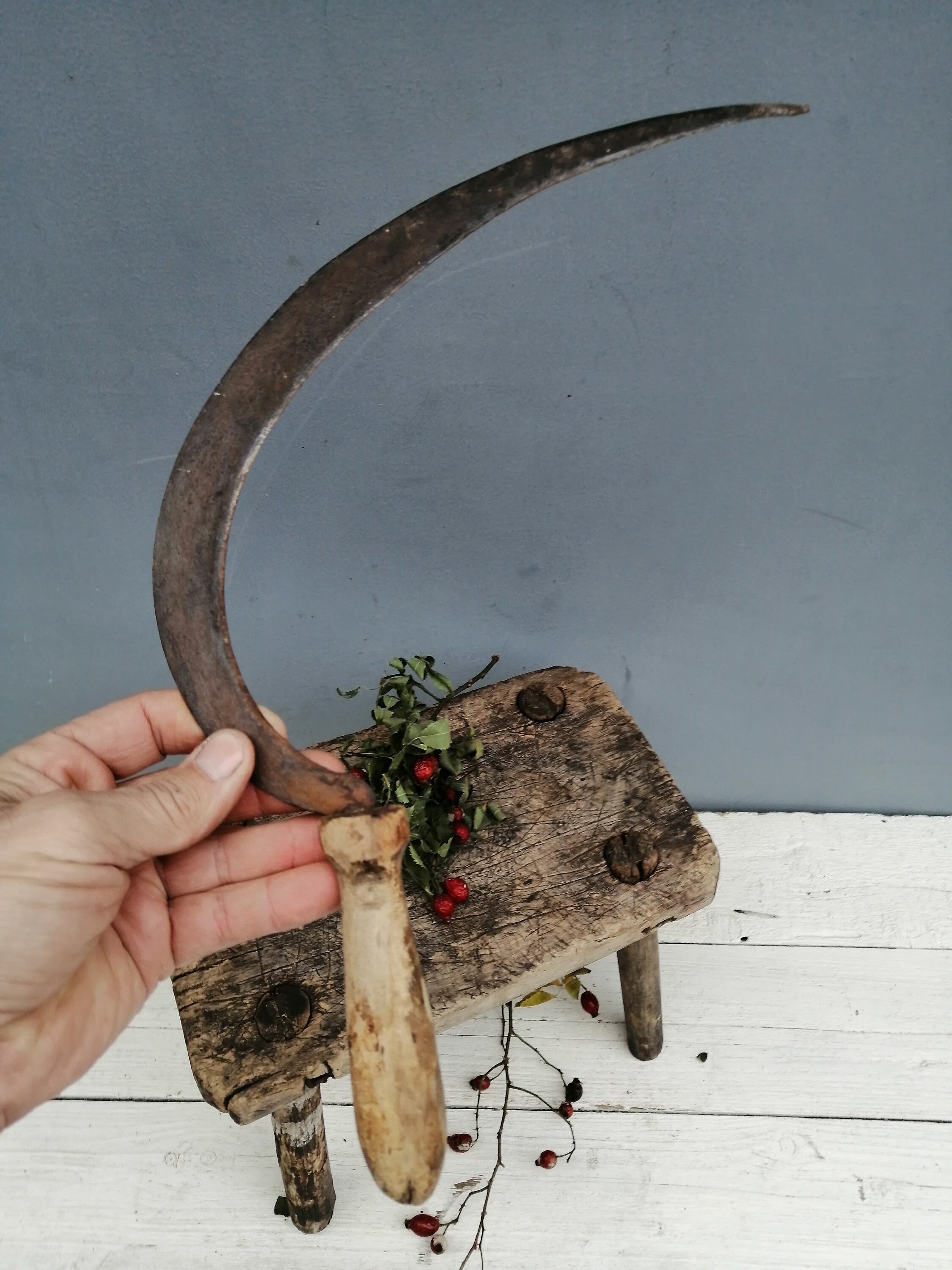 Vintage Sickle Primitive Hand Tool Antique Sickle Old Etsy UK