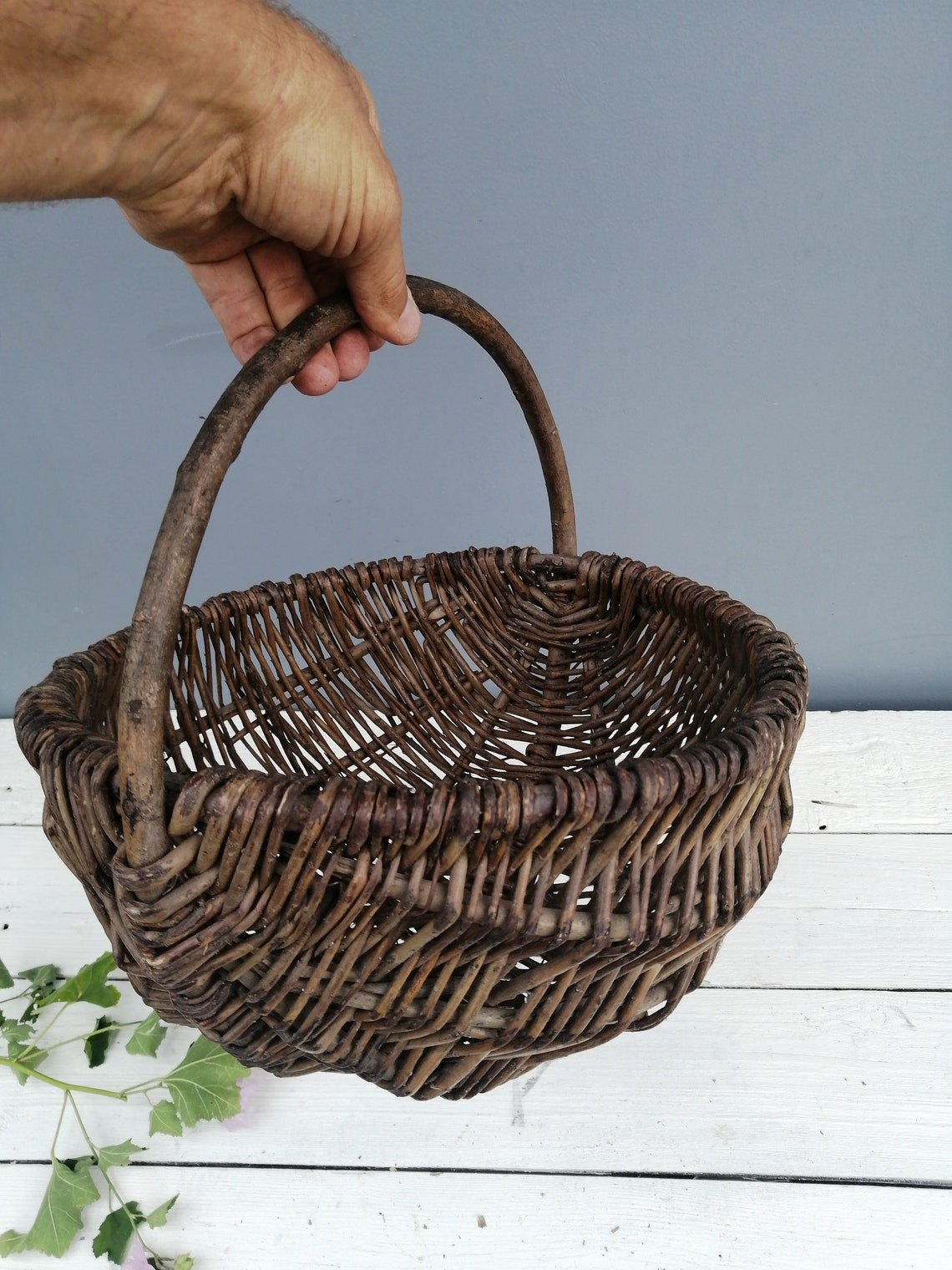 Wicker basket bag Outdoor planter Garden planters Garden Etsy
