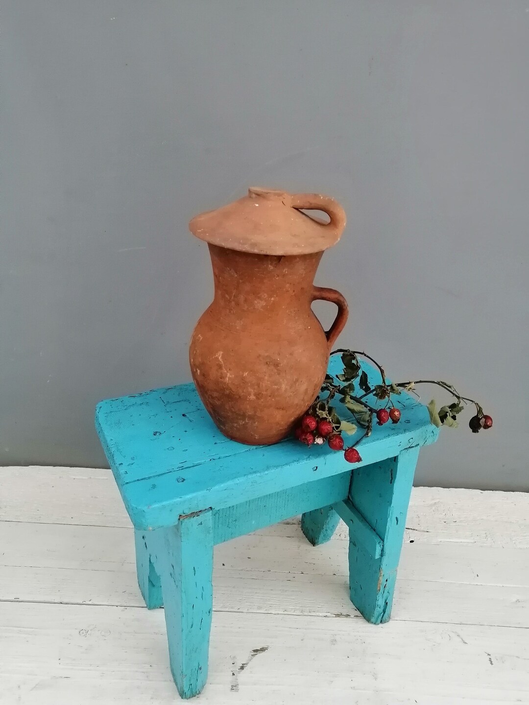 Ceramic Jug, Antique Clay Jug, Rustic Milk Jug, Traditional Ceramic Jug