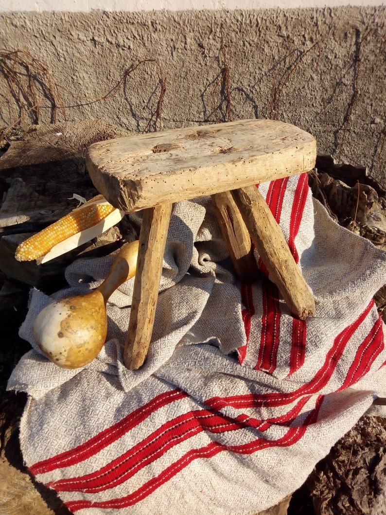 Antique Wooden Stool Vintage Bench Farmhouse Rustic Wooden Etsy