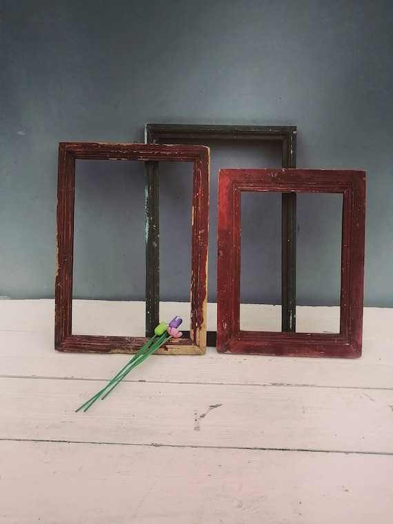 Three Antique Wood Frames Wooden Photo Frame Antique Photo Etsy