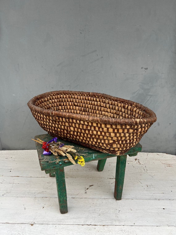 Vintage Wicker Basket: Handmade Rustic Farmhouse Decor - Etsy
