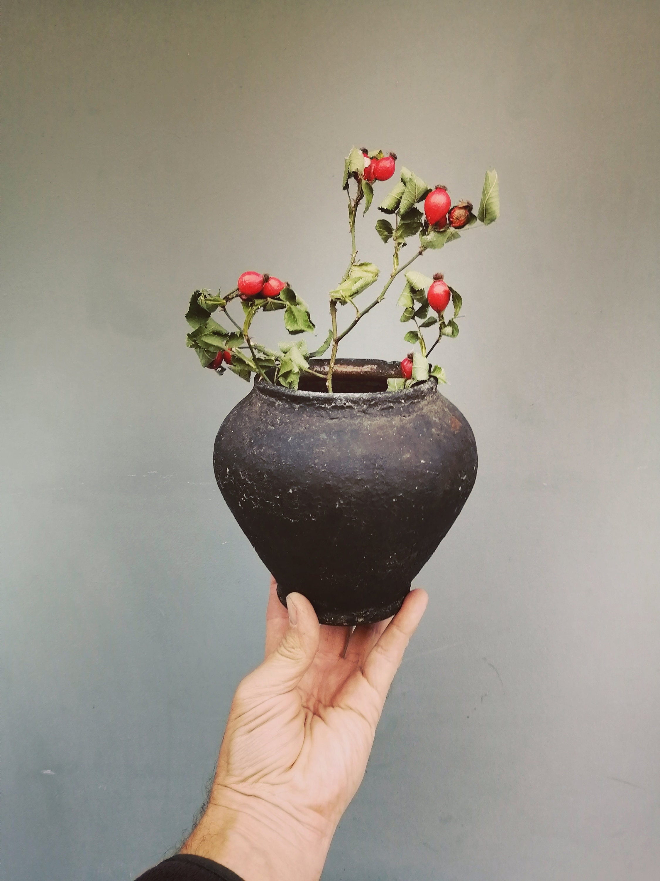 Récipient en Argile Très Ancienne, Pots Argile, Vase Céramique, Pot à Fleurs, Bol Rustique, Unique, 