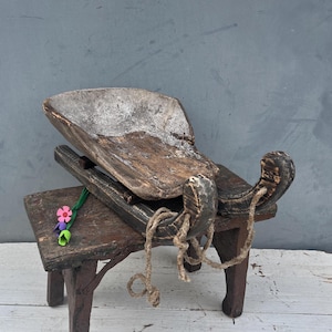 Wooden sleigh Unique sleigh Vintage sleigh Sled for decor Sledge from a wooden bowl Dough bowl - reincarnation Handwork Patio decor Present