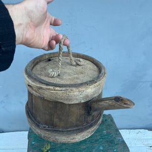 Antique Wooden Shower Teapot, Rustic Vessel, Primitive Rustic Decor, Rare Antique, Unique Gift from Ukraine. Wooden Home Decor