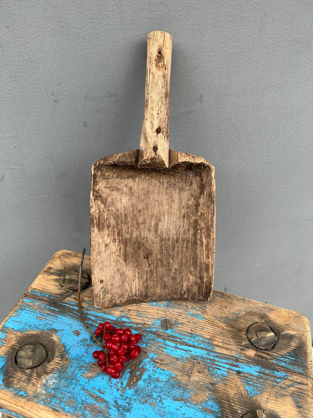 Vintage Large Scoop, Vintage Wooden Scoop, Grain Bucket, Movie Props