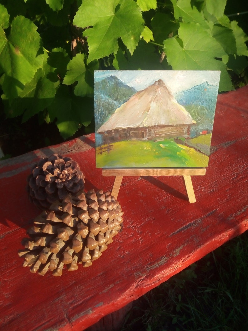 Oil Painting Picture on Stand Painting on Plywood Primitive Etsy