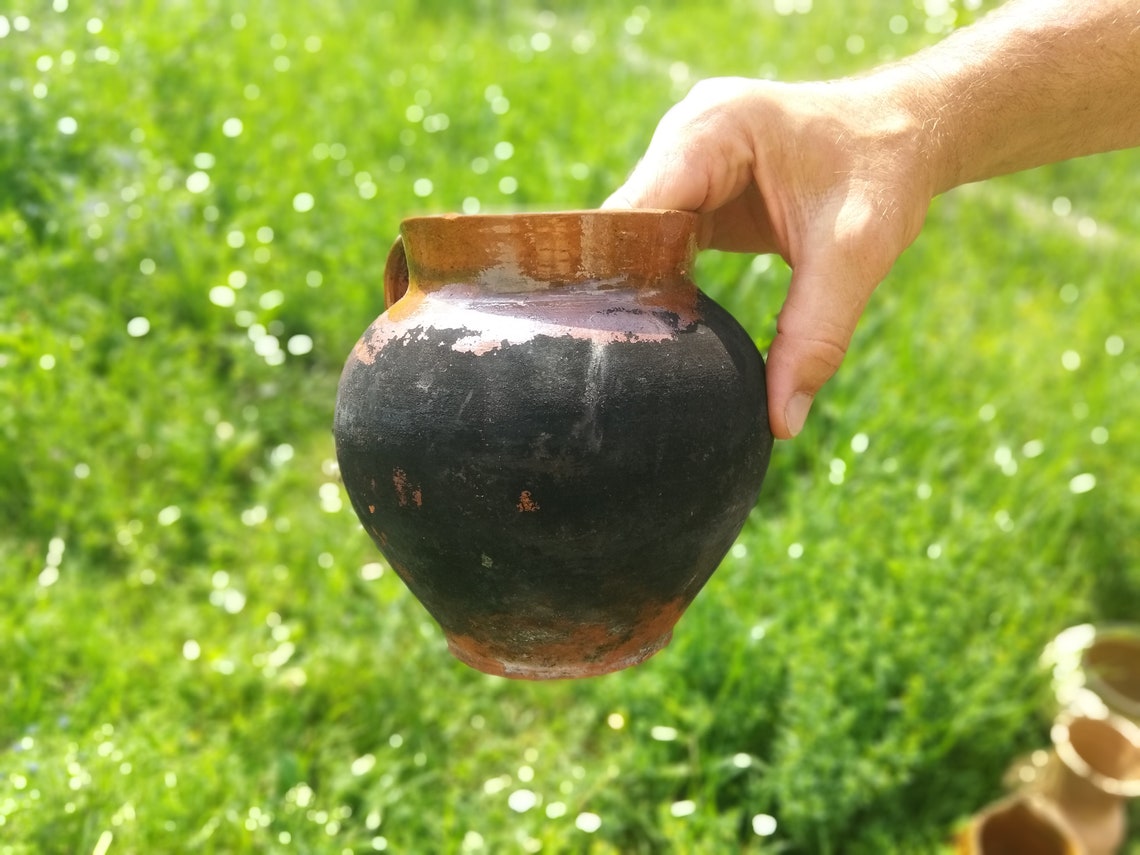 Vintage clay pot Ceramic Pot Orange Clay pots Ceramic vase Etsy