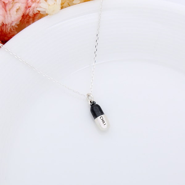 Lucky Chill Pill s925 sterling silver necklace Valentine Day gift