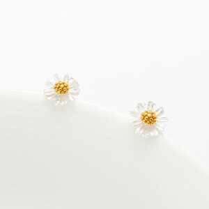 Pendientes de margaritas en plata de ley 925, regalo de cumpleaños
