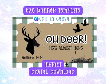 Oh Deer Baby Shower Banner-Custom Banner-Digital Download-Mockup-Banner Template-Editable Canva Template