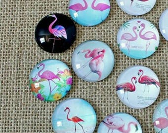 6 cabochons Flamingo Pink 12mm