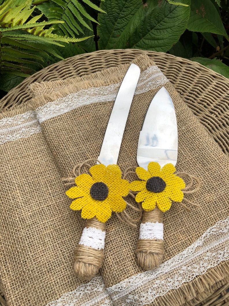 Rustic Sunflower wedding Knive set. Wedding Knives. Sunflower Etsy