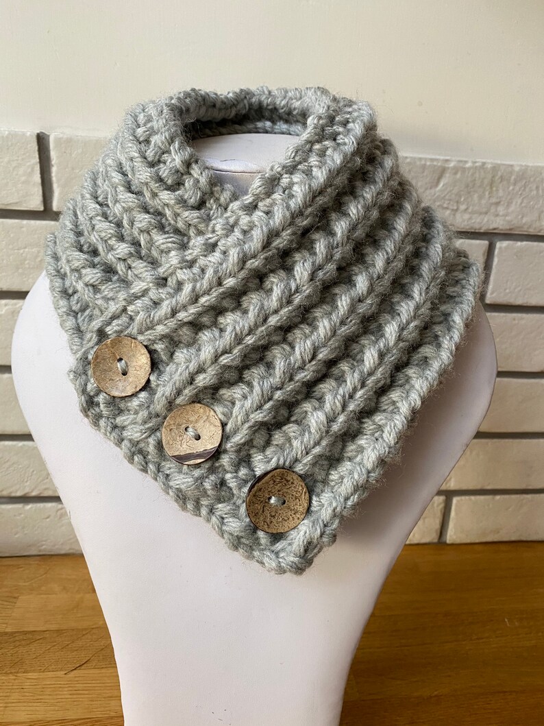 Neck Warmer Knitted Collar Knitted Scarf Grey Scarf. Etsy UK