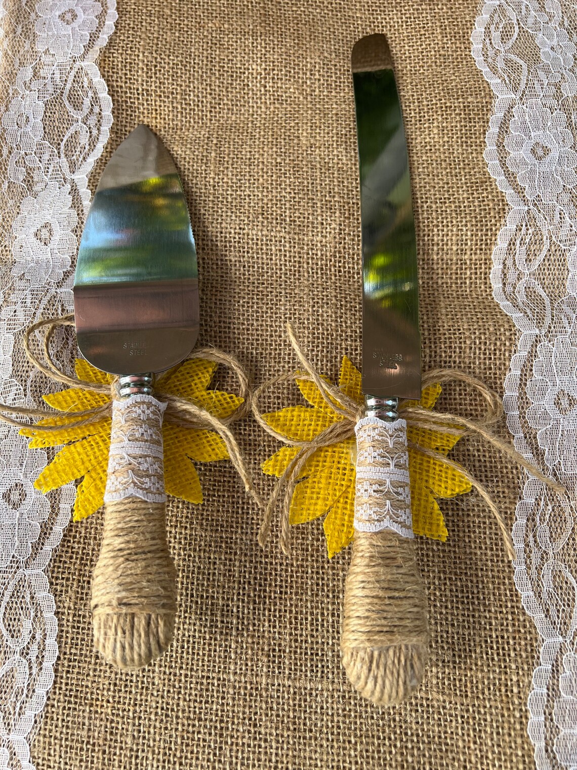 Rustic Sunflower Wedding Knive Set. Wedding Knives. Sunflower Etsy