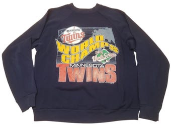 Suéter vintage de cuello redondo de los Minnesota Twins de la Serie Mundial de la MLB de 1991 para hombre, talla grande