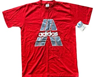 Camiseta gráfica Adidas Deadstock de los años 80, rara, con costuras simples, nueva, para hombre, talla grande