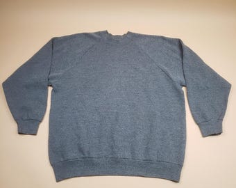 Suéter informal de cuello redondo para mujer Fruit of the Loom, vintage, años 90, talla L, gris, blanco