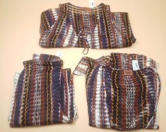 MISSONI Vintage Zig Zag Knit 3-Piece Set Cardigan Maxi Pants Luxury Rare Runway