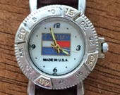 Tommy Hilfiger classic logo ladies quartz 1238 made in usa watch original brown leather strap new premium battery (free shipping)