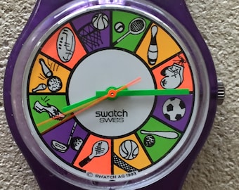 Vintage Swatch swiss unisex watch 35mm AG1993 NEW battery original strap runs well
