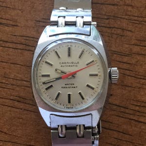 Caravelle by bulova vintage (swiss) automatic ladies large 25mm  stainless 1971  watch runs well