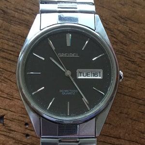 spiedel mens quartz watch stainless steel day/date