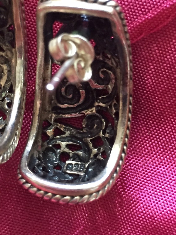 Vintage sterling silver earrings fillagree huggie… - image 4