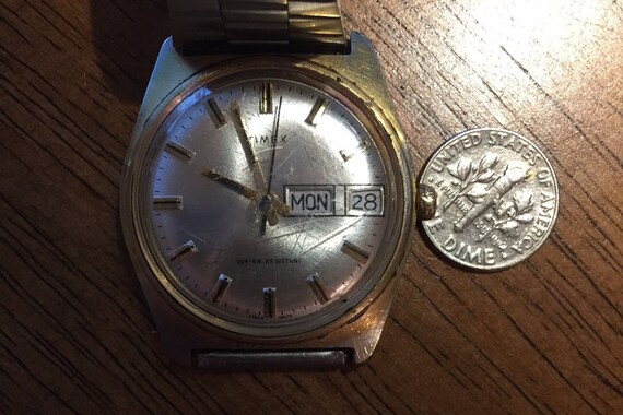 Vintage Timex heren horloge van goud/zilver 2-tone mechanische | Etsy België