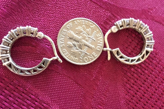 Solid sterling silver earrings w/rhinestones very… - image 1