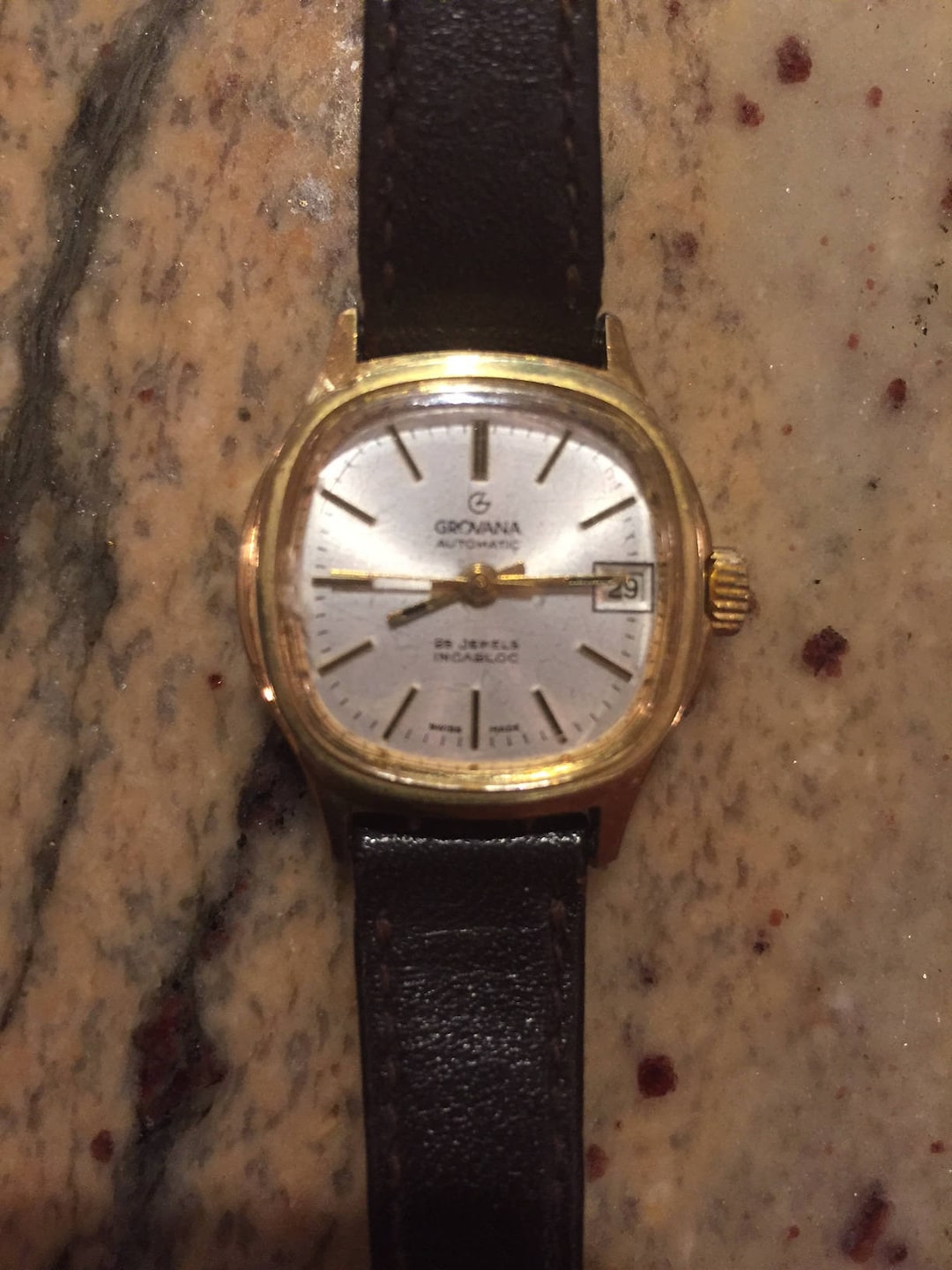Grovana AUTOMATIC hombre vintage suizo 21 joyas con fecha funciona bien 27mm diametro chapado oro caja inoxidable c1940s reloj Etsy Mexico