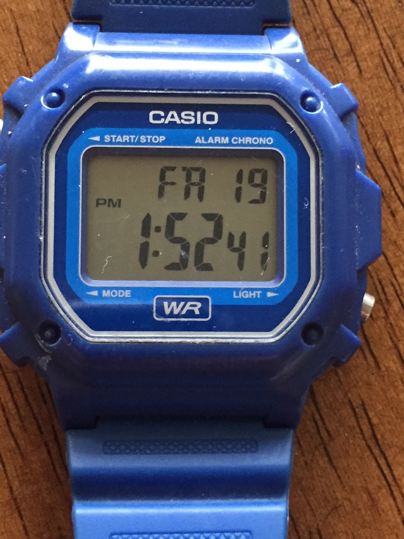 Casio mens alarm chrono lcd 3224-F-108WH Blue w/light | Etsy