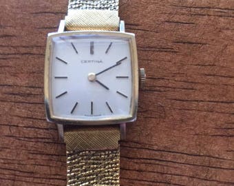 Certina vintage (swiss) mechanical c1960s unisex  watch runs well adjustable fischer bracelet