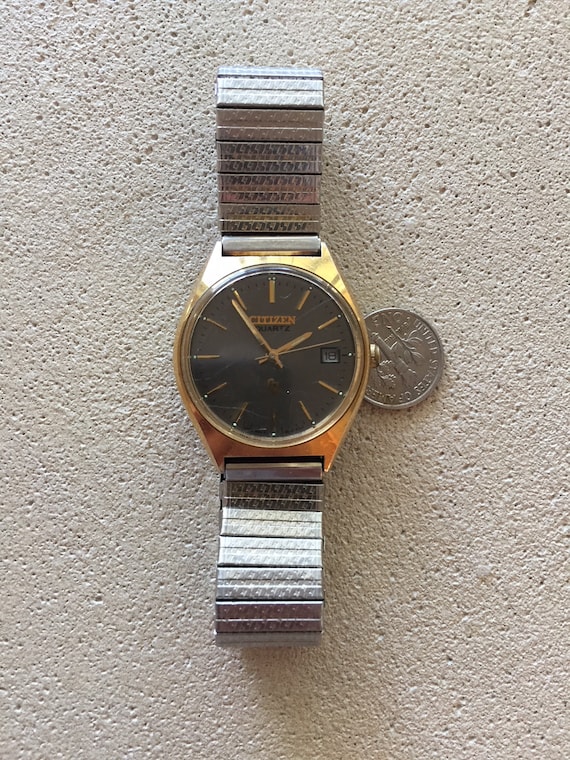 CITIZEN Japan Quartz Mens Watch W/date Grey Dial 35mm Diameter New