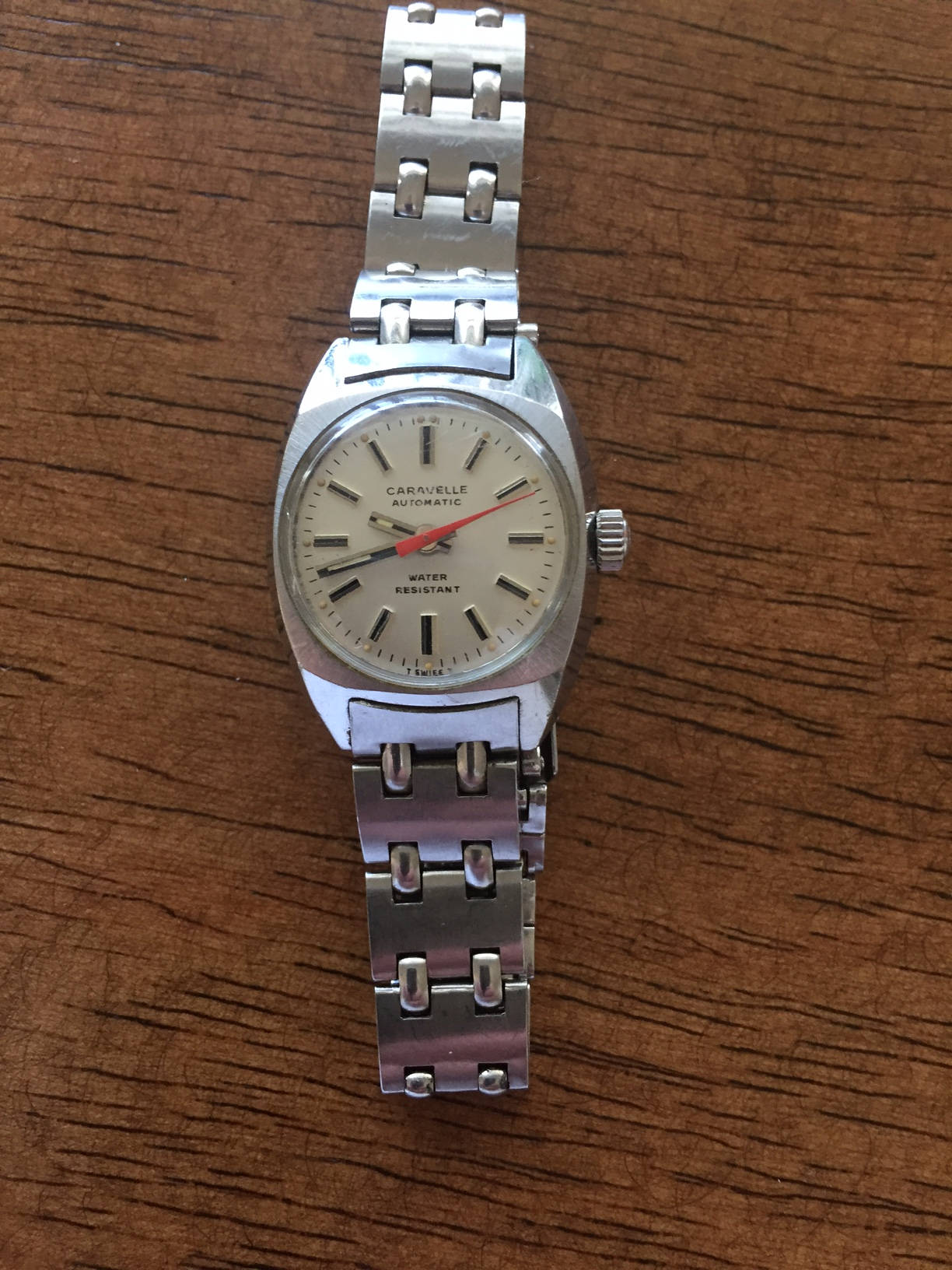Vintage Caravelle Automatic Water Resistant Ladies Wristwatch Stainless Steel Ladies Caravelle by Bulova Devil Diver 666 Feet 70s Vintage  main image 3