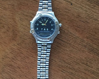 Waltham Mens Chronograph Alarm Lcd/analog Xaw230 Stainless Japan