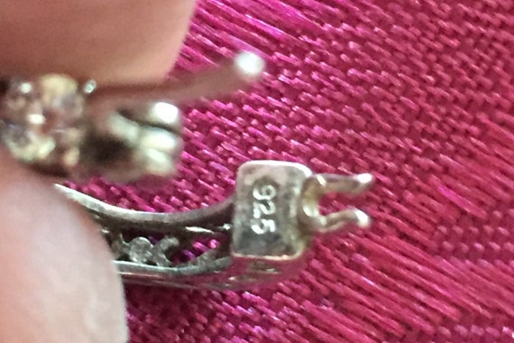 Solid sterling silver earrings w/rhinestones very… - image 4