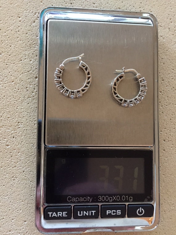 Solid sterling silver earrings w/rhinestones very… - image 3