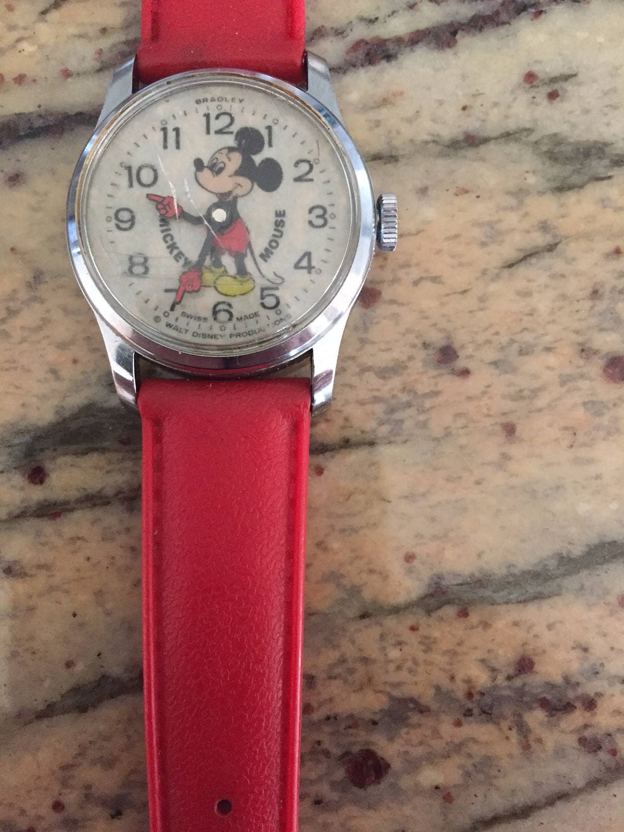Vintage Disney Bradley Red Mickey Mouse Watch Bradley Brand, Mickey Mouse, Vintage, Mechanical Wind-Up  main image 2