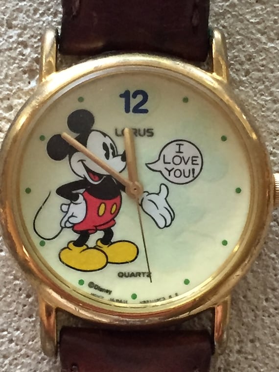 Vintage DISNEY Mickey I LOVE YOU Rare Fluorescent Dial  display picture 2