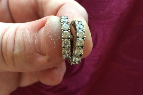 Solid sterling silver earrings w/rhinestones very… - image 2