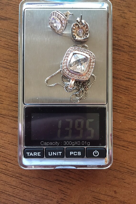 Vintage solid Sterling silver/ Rhinestone necklac… - image 8