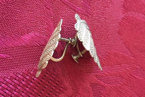 Vintage solid sterling silver leaf design handmad… - image 3