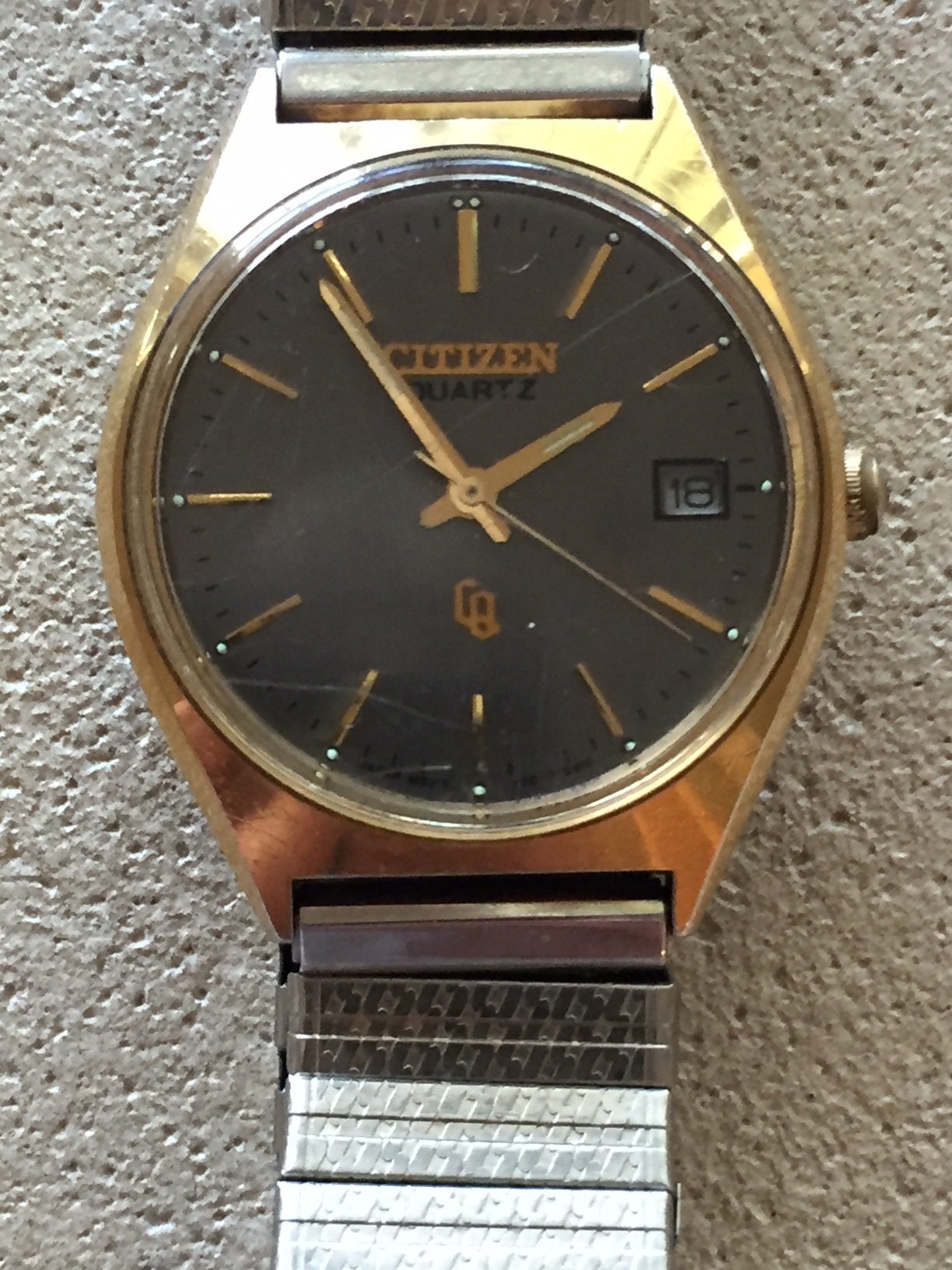 時計 CITIZEN R DATE WATCH CITIZEN Japan Quartz Mens Watch W/date Grey Dial 35mm Diameter New
