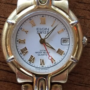 Elgin SWISS Quartz Ladies W/date Goldtone Stainless Steel  display picture 1