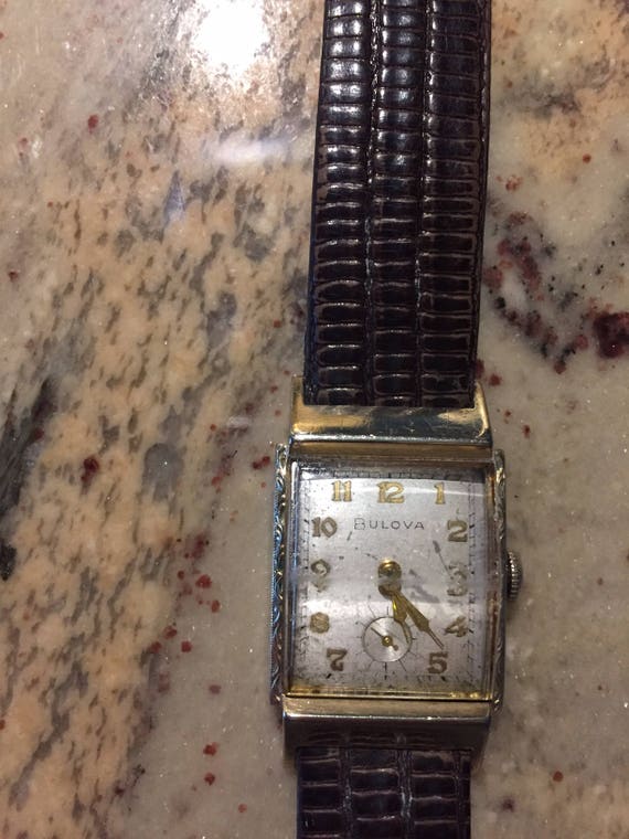 Bulova Gold Plated Vintage Mens Tank Mechanical W Seconds Sub