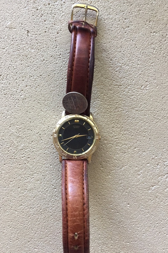 CITIZEN Mens Gold Plated Japan Qtz Watch W/date Water  display picture 1