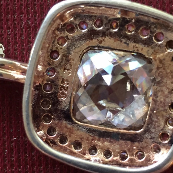 Vintage solid Sterling silver/ Rhinestone necklac… - image 6