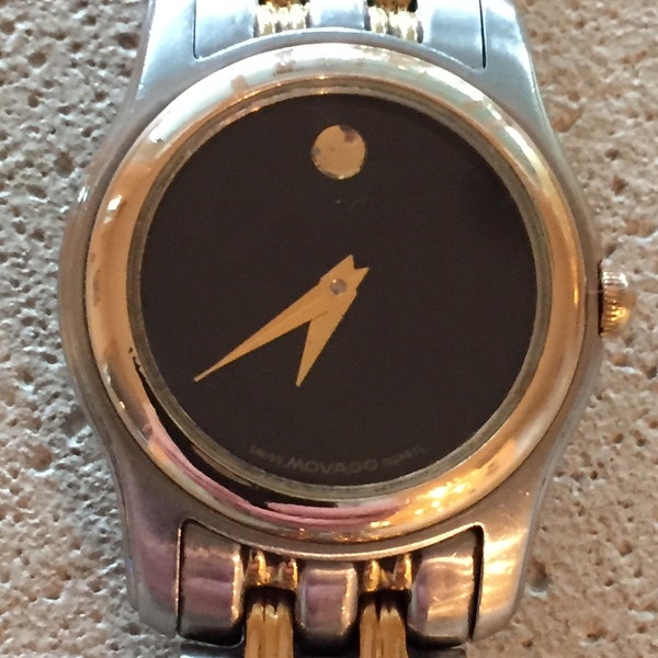 Vintage Movado  2-tone  gold/stainless ladies SWISS watch 81-E4-0822 genuine Timepiece  new battery original bracelet runs well