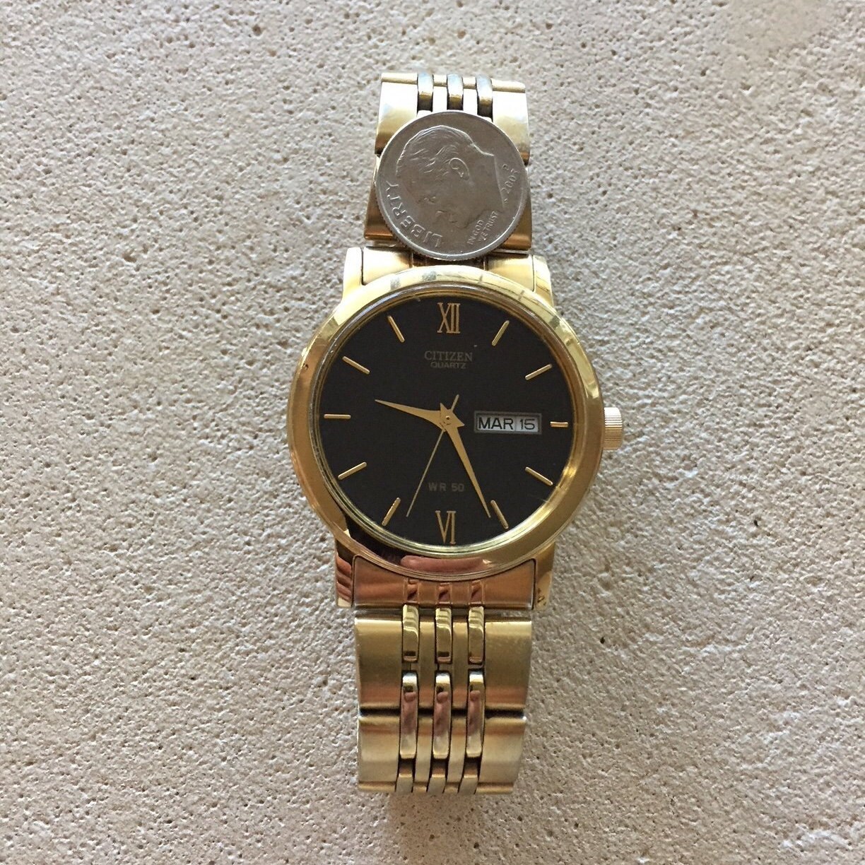 Citizen Mens Japan Qtz W/r50m Watch Day/date 38mm NEW